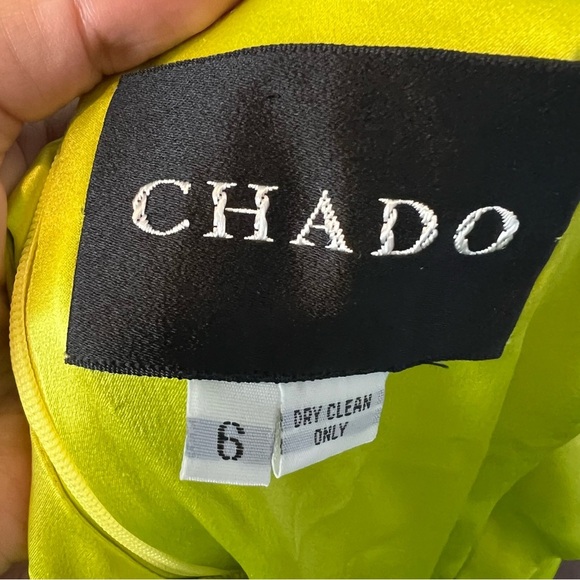 Chado Ralph Rucci Dress Chartreuse Green Shift Dress - Picture 9 of 9